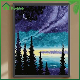 【Doub X ✮】ภาพวาดปักเพชร ทรงกลม ลาย Starry Night in Woods 5D DIY สําหรับตกแต่งบ้าน ✮