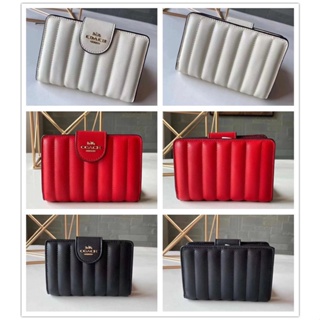 Medium Corner Zip Wallet With Quilting C3454 กระเป๋าสตางค์ผู้หญิง COAC H กระเป๋าสตางค์ซิปกลาง