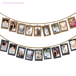 Familiesandhot&gt; กรอบรูปกระดาษคราฟท์ พร้อมคลิปหนีบ 2 เมตร สําหรับแขวนตกแต่งผนังบ้าน 10 ชิ้น