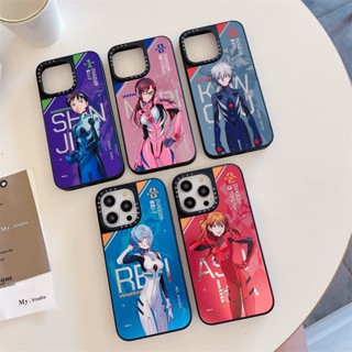 Casetify เคสโทรศัพท์มือถือ TPU กันกระแทก ลายตัวอักษร Evangelion มีกระจกด้านข้าง สําหรับ iPhone 14 Pro MAX 11 12 13 Pro MAX 14 Plus