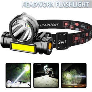 COB LED Headlamp USB Rechargeable Headlight Bar Torch Work Light Head Band Lamp