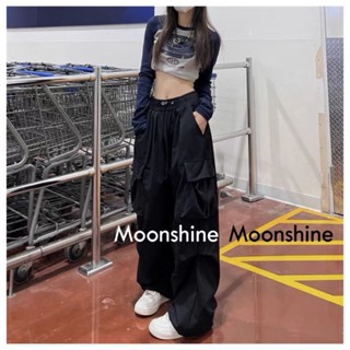 Moon  กางเกงขายาว คาร์โก้ กางเกง เชือกอเมริกันคลาสิค Cargo pants 2023 NEW 071708 สไตล์เกาหลี ทันสมัย Korean Style Chic A20M00U 36Z230909