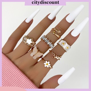 &lt;citydiscount&gt; แหวนนิ้วมือ รูปผีเสื้อ สไตล์โกธิค ซ้อนกันได้ เครื่องประดับ ของขวัญ สําหรับผู้หญิง 7 ชิ้น