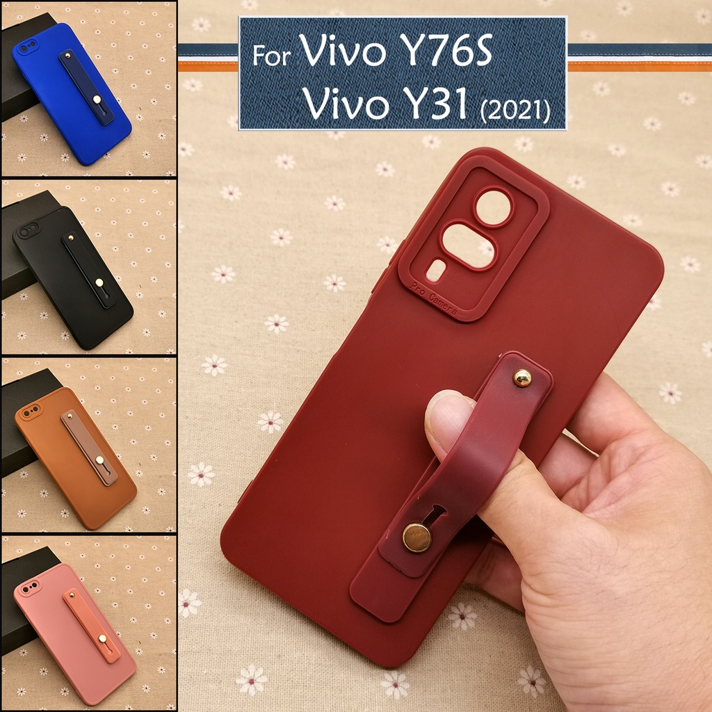 Vivo Y76S Vivo Y31 2021ธรรมดาDIYแหวนI-RingกลับเคสซิลิโคนTPU Soft Coverปลอกขาตั้งมือถือ