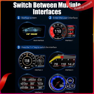 ❤ Rotatingmoment F15 HUD เครื่องมือวิเคราะห์ OBD GPS มาตรวัดความเร็วนาฬิกา RPM เกจวัดเร่งเบรก สําหรับรถยนต์