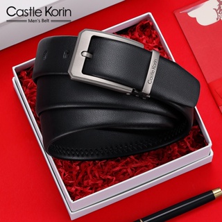 Castle Korin Cowhide เข็มขัดหนังวัวแท้ หัวเข็มขัด สไตล์วินเทจ สําหรับผู้ชาย 110-130 ซม. 01025