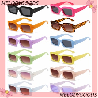 Melodg แว่นตากันแดด ทรงสี่เหลี่ยมผืนผ้า ขนาดเล็ก สีเจลลี่ สไตล์เรโทร UV400 สําหรับผู้ชาย