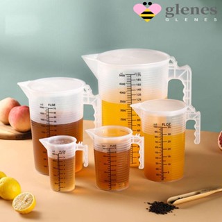 Glenes ถ้วยตวงพลาสติก พร้อมฝาปิด อุปกรณ์เสริม สําหรับห้องปฏิบัติการ ร้านกาแฟ วิทยาศาสตร์ เบเกอรี่