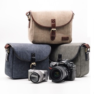 กระเป๋ากล้อง SLR Fuji Micro Single Camera Bag 200D Canon m50 กระเป๋าสะพายไหล่ ผ้าแคนวาส สไตล์เรโทร สําหรับถ่ายภาพ