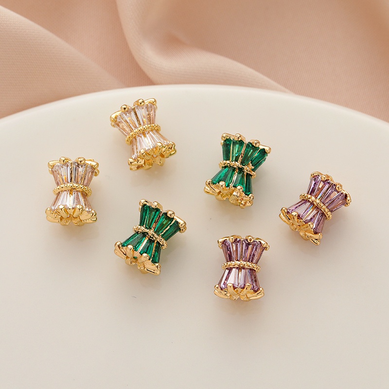 Spacer ลูกปัด 14K Gold-Clad Gold-Plated Color Retention Color Zircon เอวเล็ก diy Handmade