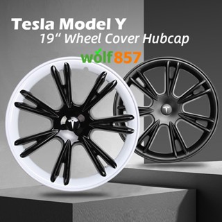 ฝาครอบดุมล้อรถยนต์ สีดําด้าน แบบเปลี่ยน สําหรับ Tesla Model Y 19 นิ้ว 4 ชิ้น