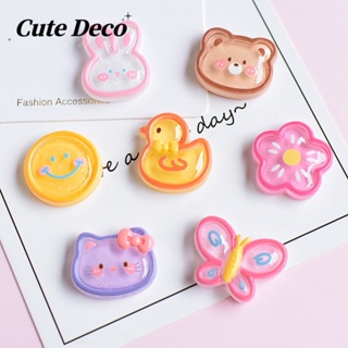 【Cute Deco】กระดุมเรซิ่นใส รูปดอกซากุระ กระต่ายน่ารัก DIY สําหรับรองเท้า Crocs