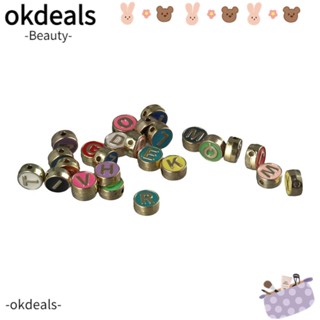 OKDEALS ลูกปัดโลหะอัลลอย ลายตัวอักษร 8 มม. หลากสี 52 ชิ้น สําหรับสร้อยคอ