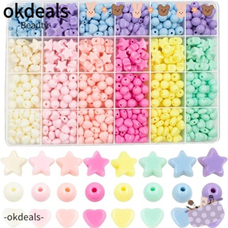 OKDEALS ลูกปัดอะคริลิค รูปหัวใจ ดาว ทรงกลม สีแคนดี้ สําหรับทําเครื่องประดับ 720 ชิ้น