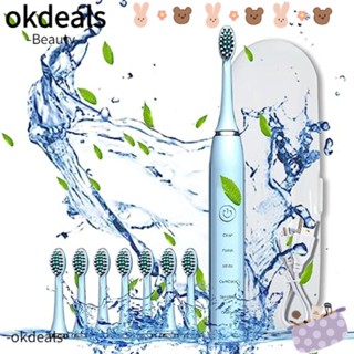 Okdeals แปรงสีฟันไฟฟ้าอัจฉริยะ แบบชาร์จไฟ ตั้งเวลาได้ 2 นาที IPX7 5 โหมด กันน้ํา สําหรับผู้ใหญ่