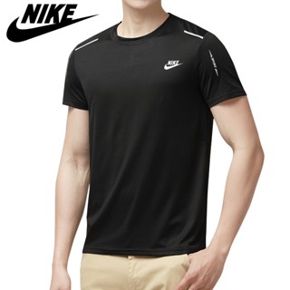 Nike เสื้อยืดคอกลม แขนสั้น ผ้าเรยอน ระบายอากาศ สีพื้น เรียบง่าย สําหรับผู้ชาย ใส่ออกกําลังกาย กลางแจ้ง M-5XL