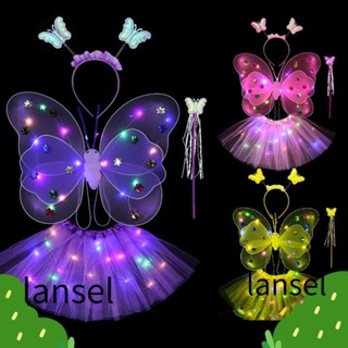 LANSEL ชุดเครื่องแต่งกายแฟนซี ปีกผีเสื้อ มีไฟ LED เรืองแสง สําหรับเด็ก 2-8 ปี