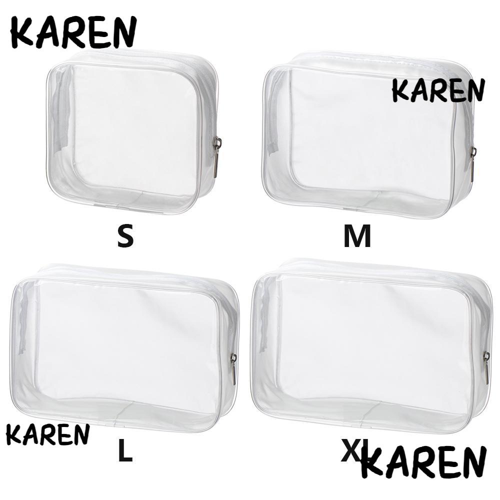 KAREN Transparent PVC Bags Storage Clear Makeup Cases Travel Organizer Make Up Pouch Beauty Case Wash Bags High Quality Beautician Cosmetic Holder S/M/L/XL
