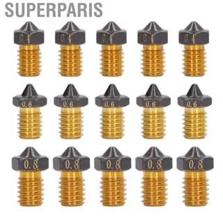 Superparis Brass Print Nozzle  Replacement Parts 3D Printer Nozzles 5PCS M6 Thread  Heating for PLA ABS TPU Material