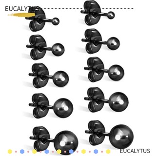 EUTUS ต่างหูสตั๊ด เหล็ก บอล เครื่องประดับแฟชั่น สําหรับผู้ชายและผู้หญิง