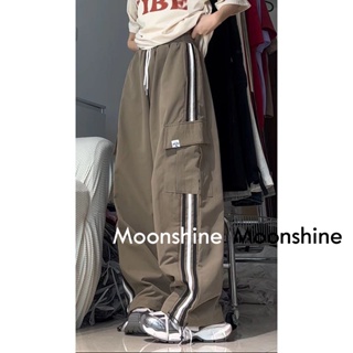 Moon กางเกงขายาว คาร์โก้ กางเกง เชือกอเมริกันคลาสิค Cargo pants 2023 NEW 072627