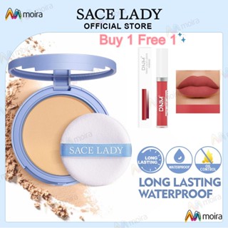 Sace LADY แป้งฝุ่น ควบคุมความมัน เนื้อแมตต์ กันน้ํา ไร้ที่ติ พร้อมพัฟ [ฟรีลิปสติกกันน้ํา]