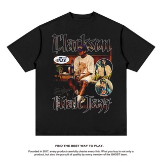 เสื้อยืดพิมพ์ลาย เสื้อยืดแขนสั้น คอกลม พิมพ์ลาย NBA Jordan Clarkson สไตล์วินเทจ พลัสไซซ์ HQ1 QH1