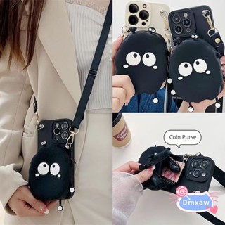 เคสโทรศัพท์มือถือ ลายการ์ตูนน่ารัก พร้อมกระเป๋าสตางค์ และสายคล้อง สีดํา สําหรับ Xiaomi 13 Pro 12 Lite 12T Pro Poco X5 Pro M4 5G F4