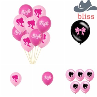 Bliss ลูกโป่งยาง รูปตุ๊กตาบาร์บี้เจ้าหญิง สีชมพู 12 นิ้ว 10 ชิ้น