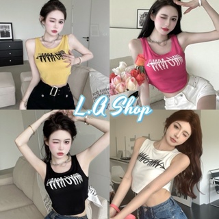 L.A Shop ​พร้อมส่ง เสื้อกล้ามไหมพรม  ถักตัวอักษร คอกลม  "71041" -C