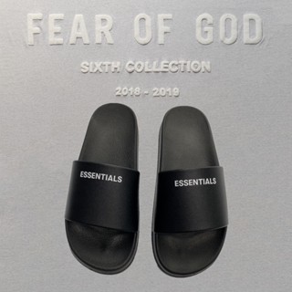 รองเท้าแตะ พิมพ์ลายโลโก้ตัวอักษร Fear OF GOD Double Line ESSENTIALS