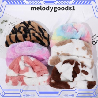 Melodygoods1 หมวกแก๊ป ขนเฟอร์เทียม ลายม้าลาย วัว สีรุ้ง สําหรับฤดูหนาว