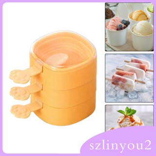 [szlinyou2] ถาดทําไอติม 3 ชิ้น พร้อมแท่งน้ําแข็ง ใช้ซ้ําได้ สําหรับเด็ก DIY