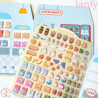 Lanfy สมุดสติกเกอร์ PVC ลายผลไม้น่ารัก DIY สําหรับตกแต่ง