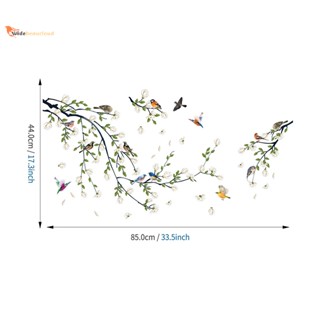 Widebeaucloud 4 ชิ้น / เซต แมกโนเลีย ดอกไม้ กิ่งไม้ สติกเกอร์ติดผนัง นก สติกเกอร์ติดผนัง ตกแต่งบ้าน ห้องนั่งเล่น ห้องนอน วอลล์เปเปอร์ มีกาวในตัว ดี
