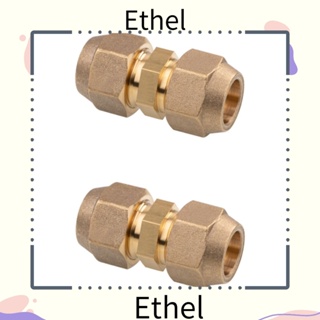 Ethel1 ข้อต่อท่อทองแดง AC ทองเหลือง กันสนิม 1/4 นิ้ว สําหรับเครื่องปรับอากาศ 2 ชิ้น