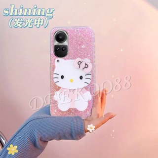 พร้อมส่ง เคสโทรศัพท์มือถือ TPU แบบนิ่ม ลายกากเพชร พร้อมขาตั้งกระจก สําหรับ OPPO Reno 10 Pro Plus 10Pro 10Pro+ A78 A58 4G 5G 2023 Reno10 Pro