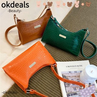 Okdeals กระเป๋าสะพายไหล่ ใต้วงแขน หนัง PU ขนาดเล็ก สีพื้น สไตล์ฝรั่งเศส สําหรับผู้หญิง