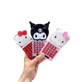 เครื่องคิดเลข Kitty &amp; Kuromi คำนวณ 8 หลัก - หน้ากากหัวสามารถเลื่อนปิด-เปิดได้ - มีแบตเตอรี่มาให้ในตัวขนาด 14×7.5×1.5 cm