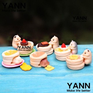 Yann1 ฟิกเกอร์เรซิ่น รูปหนูแฮมสเตอร์กินขนมหวาน ขนาดเล็ก สําหรับตกแต่งบ้าน 6 ชิ้น|รูปปั้นหนูแฮมสเตอร์ ขนาดเล็ก สําหรับตกแต่งเค้ก