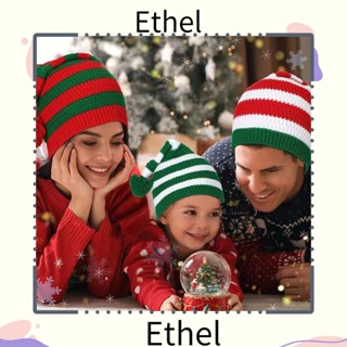 Ethel1 หมวกผ้าขนสัตว์ถัก ลายทางคริสต์มาส ให้ความอบอุ่น สําหรับเด็ก และผู้ใหญ่