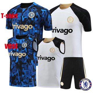 เสื้อกีฬาแขนสั้น ลายทีมชาติฟุตบอล Chelsea taining 23-24 ชุดเยือน ทรงหลวม คุณภาพสูง