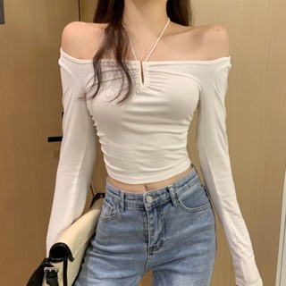 Insker- เสื้อยืดท็อปส์ เกาะอก เซ็กซี่ สไตล์เกาหลี เหมาะกับฤดูร้อน สําหรับผู้หญิง
