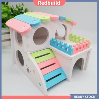 Redbuild|  บ้านหนูแฮมสเตอร์ แบบสองชั้น ระบายอากาศได้ดี ของเล่นสําหรับสัตว์เลี้ยง