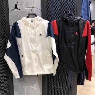 Nike ของแท้ 100% Jordan เสื้อแจ็กเก็ต มีฮู้ด ปักลาย AJ สไตล์สตรีท เหมาะกับการวิ่ง ขี่จักรยานกลางแจ้ง สําหรับผู้ชาย