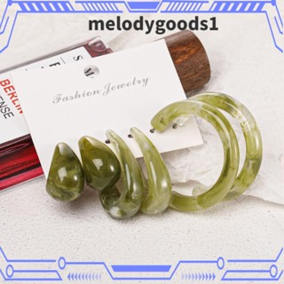 Melodygoods1 ต่างหูอะคริลิค รูปตัว C ทรงเรขาคณิต สไตล์วินเทจ เรโทร สําหรับผู้หญิง 3 คู่