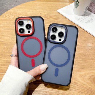 เคสโทรศัพท์มือถือ PC แข็ง ผิวด้าน แบบแม่เหล็ก ป้องกันกล้อง หรูหรา สําหรับ iPhone 15 14 Promax 15 Plus