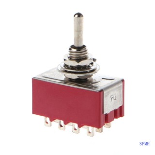 Super สวิตช์โยก AC 250V 2A 125V 5A 12-Pin On On 2 Position 4PDT ขนาดเล็ก สีแดง