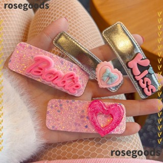 Rosegoods1 กิ๊บติดผม ประดับเลื่อม สีชมพู สําหรับตุ๊กตาบาร์บี้