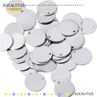 Eutus จี้สเตนเลส ทรงกลม แบน สีเงิน 3 ขนาด สําหรับทําเครื่องประดับ แฮนด์เมด DIY